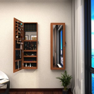 Wall Mount And Over The Door Jewel Armoire, Jewelry Armoires With Mirror, Mirror Cabinet With 4 Wooden Shelves For Jewelry-Cuddlewood - 1 of 4