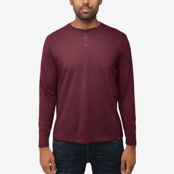 X RAY Mens Henley Long Sleeve T-Shirt, Soft Stretch Premium Cotton Slim Fit Casual Fashion Tee