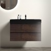 Vynxaria 35.8"L x 18.1"W Matte Black Quartz Bathroom Sink Integrated Basin with Overflow - 3 of 4