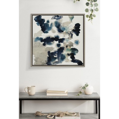 Gray and Blue Abstract Canvas Print with Polystyrene Frame, 22x22