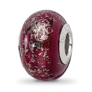 Black Bow Jewelry Dark Red w/Platinum Foil Ceramic & Sterling Silver Bead Charm, 14mm - 1 of 4
