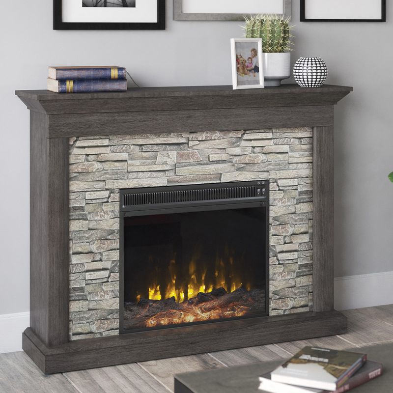 Twin Star Home Keeton Rustic Stone Electric Fireplace Mantel Package, 4 of 9
