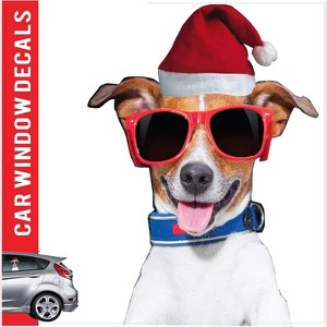 LEMONSODA Car Window Decal -  3D -  (Sunglasses Santa Dog) - 1 of 2