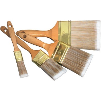 FM Brush Nylon Fiber Lacquered Wood Handle Utility Brush Set, Assorted Size, set of 4