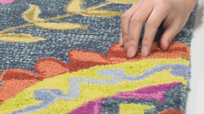 Ivory Floral Hand-Knotted Wool Area Rug, 6' x 9'