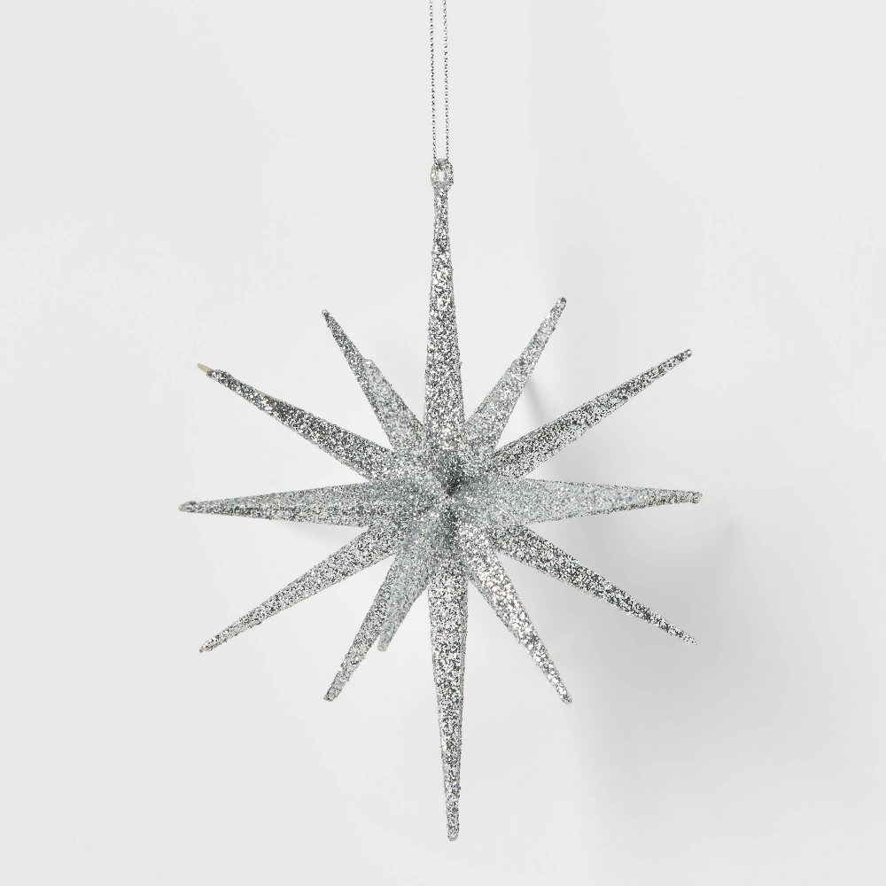 Plastic Spike Starburst Christmas Tree Ornament Silver - Wondershop™: Indoor Art & Design Decor, 6" Height