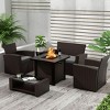 WestinTrends 4 Piece Conversation Outdoor Patio Sofa Set with Square Fire Pit Table - 2 of 4