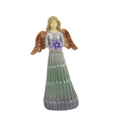 Figurine Angel Holding Flower Purple  -  Decorative Figurines