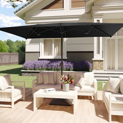 Sonkuki 10 x 6.5Ft Double-Sided Patio Umbrella with Large Canopy Outdoor Table Umbrella for Garden, deck and pool