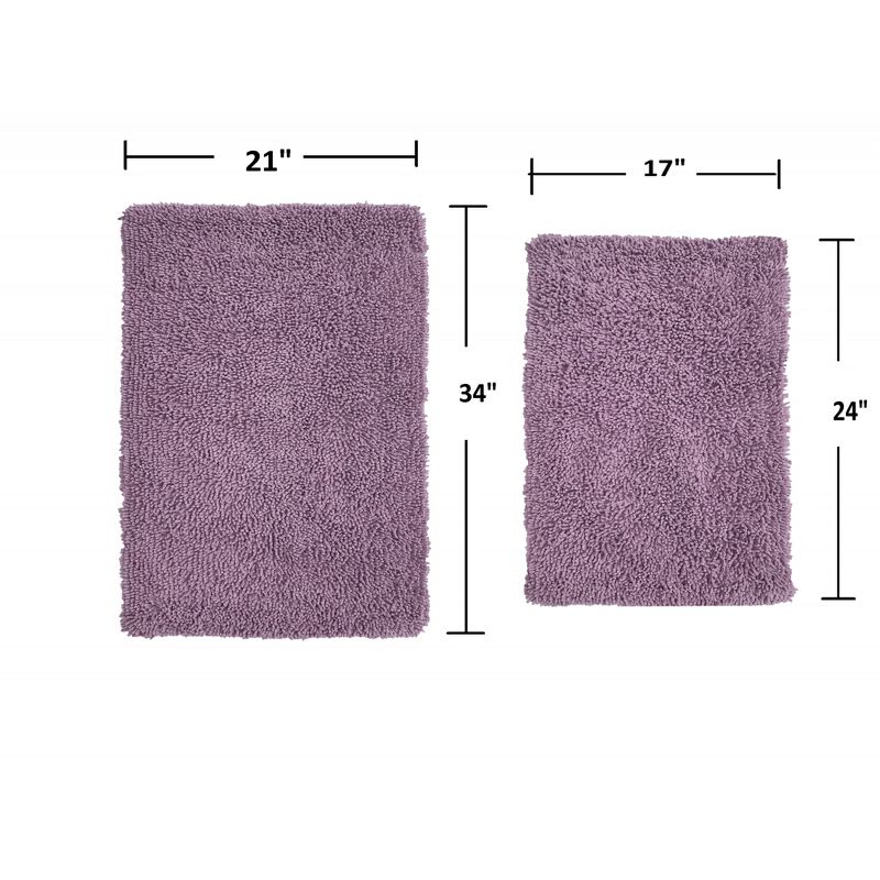 Fantasia Bath Rug Collection Cotton Shaggy Pattern Tufted Set of 2 Bath Rug Set - Home Weavers, 2 of 4