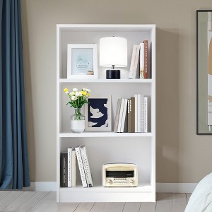 MAYEERTY 3-Shelf Adjustable Freestanding Wood Bookshelf - For Home Office (Cherry) - 1 of 4