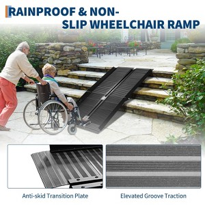 Portable Wheelchair Ramp 800LBS Capacity, Aluminum Folding Ramp with Handle & Non-Slip Surface, Threshold Ramp - 1 of 4
