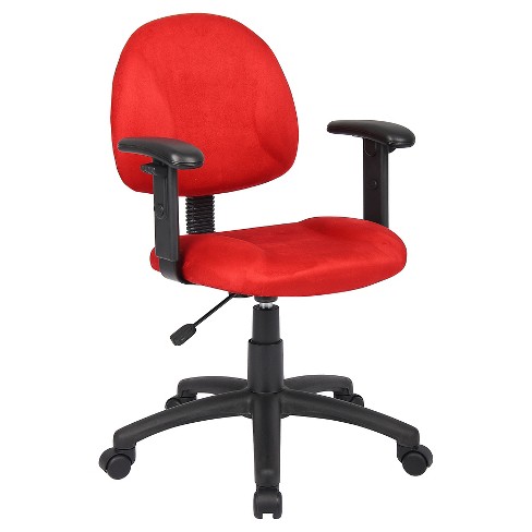 Microfiber Deluxe Posture Chair With Adjustable Arms Red Boss