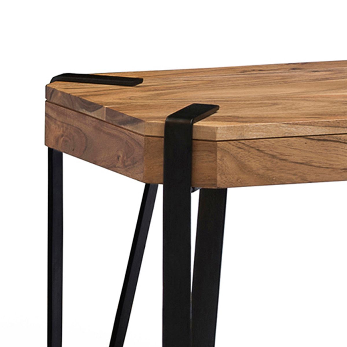 Alaterre Furniture 48" Ryegate Natural Brown Live Edge Solid Wood Bench Metal And Wood: Entryway, Bedroom Seating - thumbnail 2