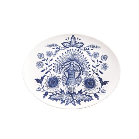 Gallerie II Blue Harvest Thanksgiving Turkey Oval Platter - image 1 of 4