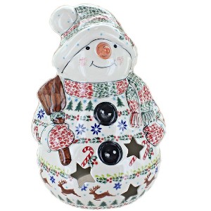 Blue Rose Polish Pottery 641 Vena Snowman with Broomstick - 1 of 1