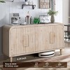 Farmhouse Vintage Storage Sideboard with Curved Design, Large Wooden Handles, Vertical Carved Doors & Adjustable Shelves for Dining Room - 4 of 4