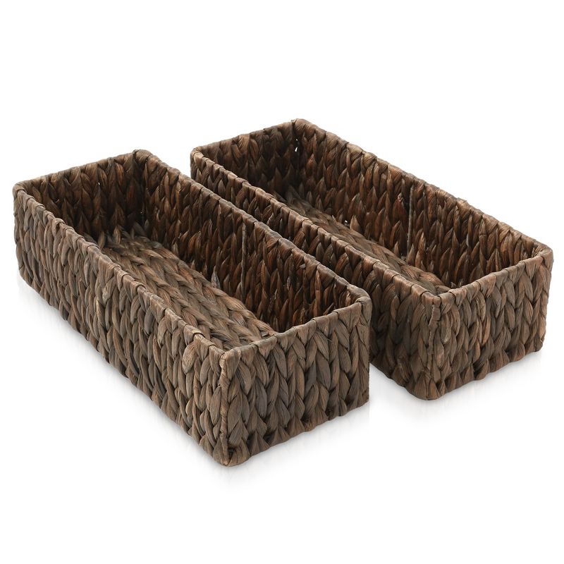 Casafield Bathroom Storage Baskets - Set of 2, Seagrass - Water Hyacinth, Woven Toilet Paper, Tissue, Shelving Bins, 3 of 8