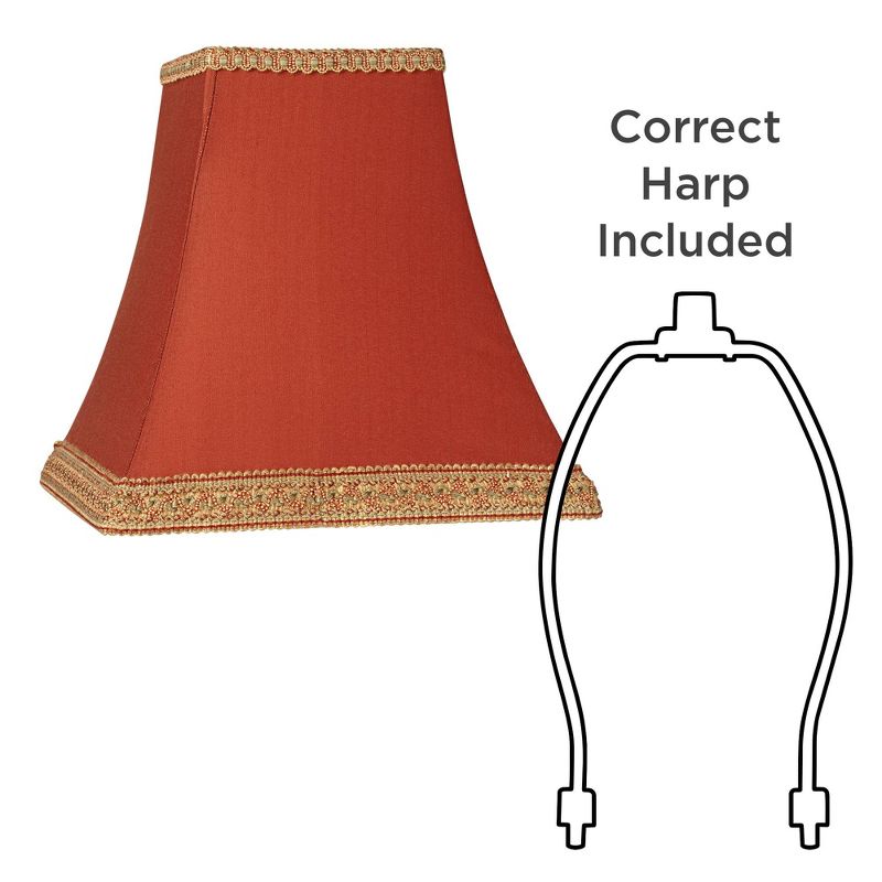 Springcrest Set of 2 Square Lamp Shades Rust Small 5" Top x 9" Bottom x 10" High Spider with Replacement Harp and Finial Fitting, 5 of 7