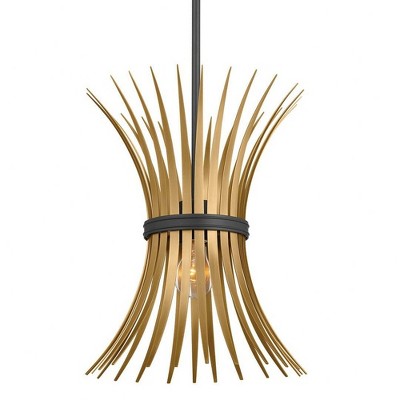 Baile Mini Pendant in Black with Natural Brass Accents and Glass Shade