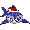 Women's Design By Humans Funny Christmas Shark in Santa Hat By SmileToday Racerback Tank Top - 2 of 3