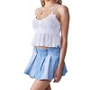 Women's Stretchable Denim Pleated Mini Skort - Urban Daizy - image 2 of 4