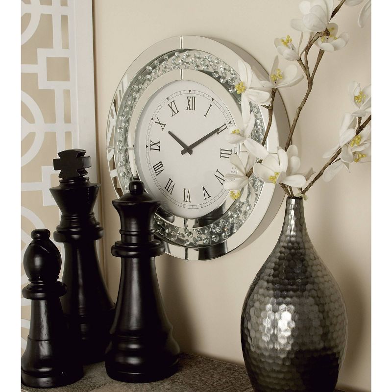 20&#34;x20&#34; Glass Mirrored Wall Clock with Floating Crystals White - Olivia &#38; May, 2 of 17