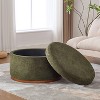 Christopher Knight Home Antonov Round Upholstered Storage Ottoman with Rubberwood Base - 2 of 4