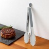Unique Bargains Serving Tongs Lace Edge Food Tong 9-Inch Dishwasher Safe Stainless Steel Silicone 1Pcs - 2 of 3