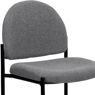 Gray Fabric and Black Metal Stackable Reception Chair