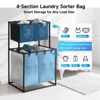 Attop Upgraded 2 Tier Divided Laundry Hamper 4 Removable Canvas Bags, For Storing Family Clothes,Laundry Basket & Toy Organizer - 4 of 4