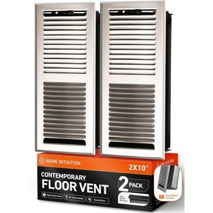 Home Intuition Contemporary Floor Vent Cover 2X12 Inch  with Mesh Cover Trap Heat and Air Walkable Metal Floor Vent for HVAC Duct, Satin Nickel - 1 of 4