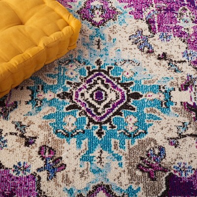 Violet and Light Blue Boho-Chic Rectangular Area Rug