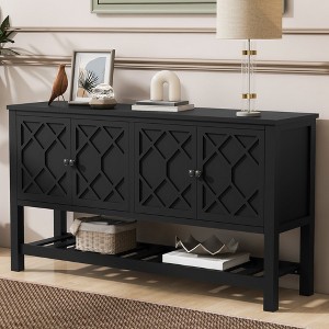 Elegant Entryway Console Table with Polygonal Door, Bottom Shelf, Stylish MDF Storage Cabinet for Entryway, Hallway, Living Room, Foyer, Study - 1 of 4