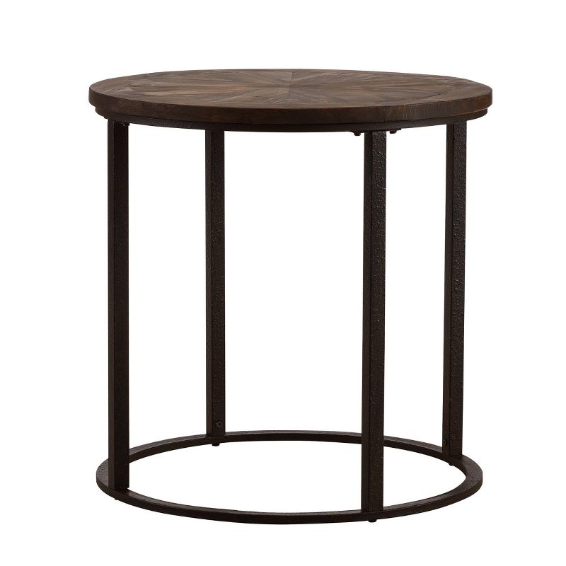 Lymedon Round Reclaimed Wood End Table Natural/Black - Aiden Lane, 5 of 9