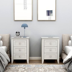 Luupatchy Modern Style 3 Drawer Nightstand For Bedrooms White - 1 of 4