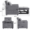 NicBex 3-in-1 Convertible Sleeper Chair,Modern Velvet Folding Sofa Bed with Pillow,Couches with Pocket for Living Room,Gray/Beige - 3 of 4