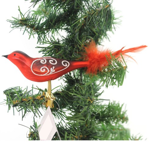 Golden Bell Collection 2 25 Red Bird W Feather Clipon Ornament Cardinal Tree Ornaments Target