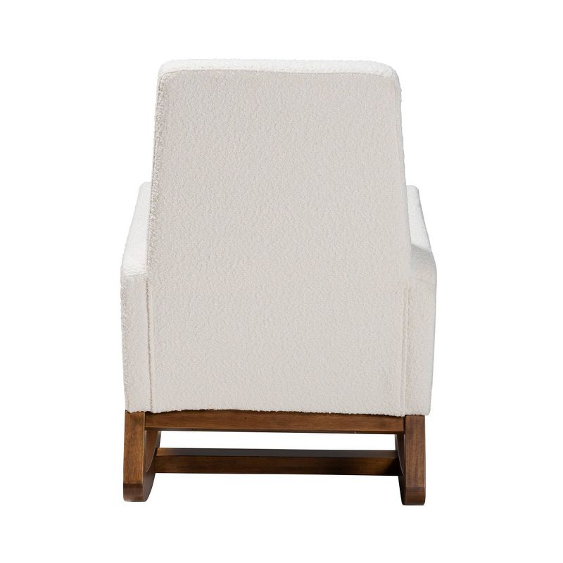 Yashiya Boucle Upholstered and Wood Rocking Chair Off White/Walnut Brown - Baxton Studio, 6 of 12