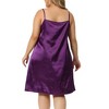 Agnes Orinda Women's Plus Size Satin V-Neck Sleeveless Triangle Cup Lace Nightgowns - 4 of 4