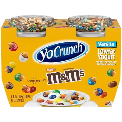 YoCrunch Low Fat Vanilla Kids' Yogurt with Peanut M&M's - 4ct/4oz Cups