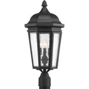 Progress Lighting Verdae 3-Light Outdoor Post Lantern, Steel, Black, Clear Seeded Glass - 1 of 4