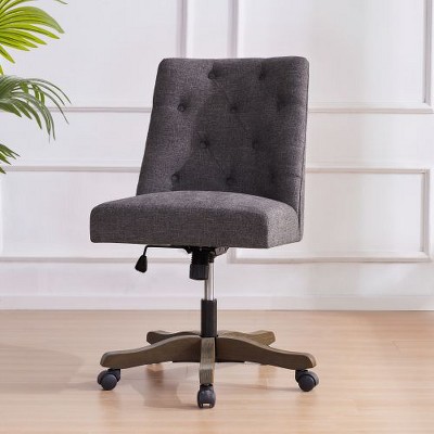 CAVINAS Upholstered Swivel Desk Chair, Ergonomic Office Chair, Chenille Fabric Adjustable Height Computer Chair with 360° Swivel Base