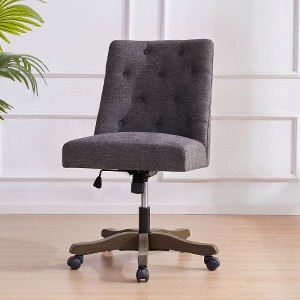 CAVINAS Upholstered Swivel Desk Chair, Ergonomic Office Chair, Chenille Fabric Adjustable Height Computer Chair with 360° Swivel Base - 1 of 3