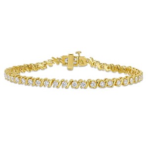 EVERLY JEWELRY | Yellow Plated Sterling Silver 2 3/4 CT DEW Created White Moissanite Bracelet, 7.25 inch - 1 of 4