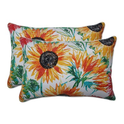 2pc Outdoor/Indoor Oversized Rectangular Throw Pillow Set Sunflowers Sunburst Yellow - Pillow Perfect