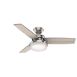 Hunter Fans 44" Sentinel Lighted Ceiling Fan Brushed Nickel with Glass Shade - Modern Design for Home Offices & Bedrooms - 1 of 2