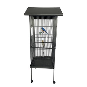 57" Spacious Bird Cage w/Rolling Stand - Large Parrot Cage for Cockatiels & Conures, UV-Resistant & Easy Assemble - 1 of 4