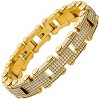 Steeltime Men's stainless steel and simulated diamonds tennis link bracelet. Color Options: Silver, Gold - 2 of 4