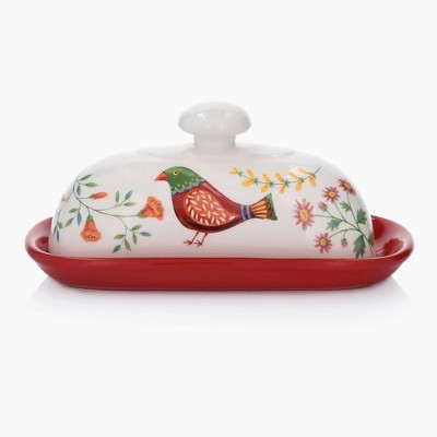 DUKA Folk Art Inspired Ceramic Butter Dish